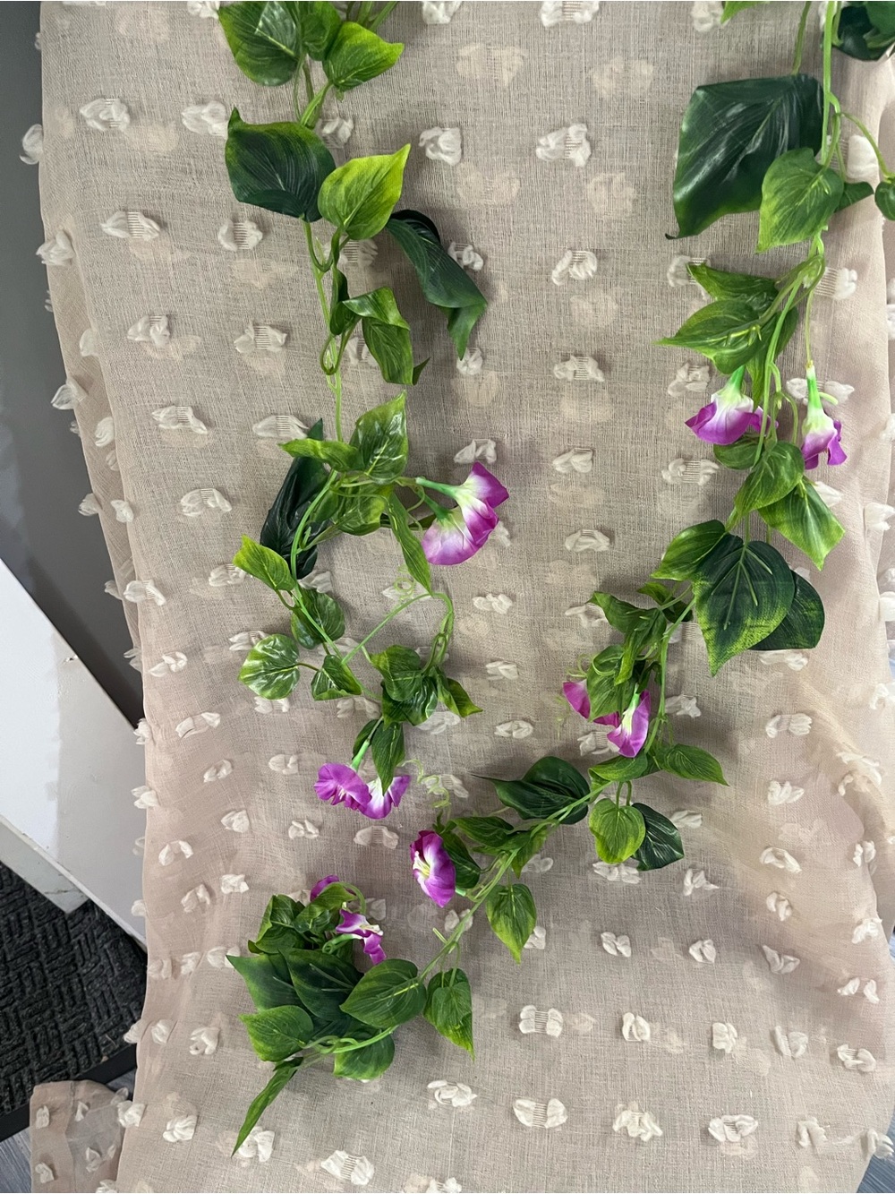 Artificial Morning Glory Vine Garland - Purple/Green -